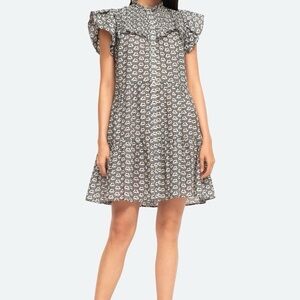 Sea New York Black and White Ruffle Mini Dress